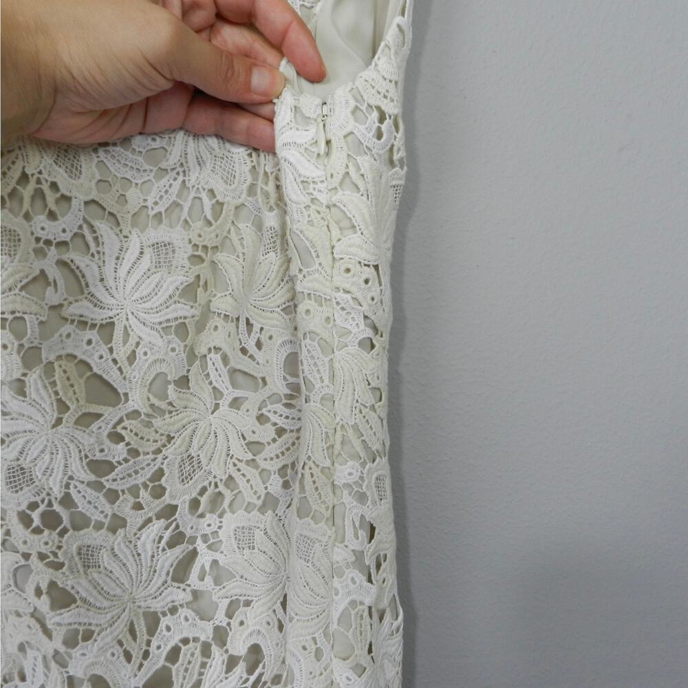 Ann Taylor‎ Bateau Lace Dress Size 0 Ivory Cream Antique Beige Broderie Sheath - Picture 6 of 11